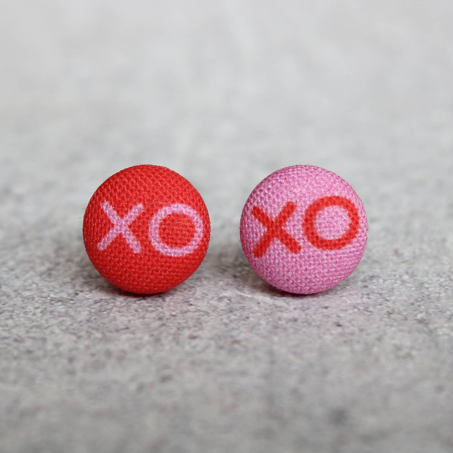 XOXO Fabric Button Earrings